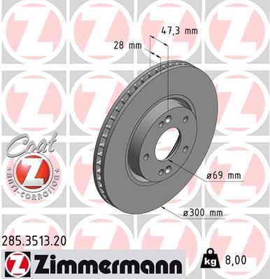 ZIMMERMANN Тормозной диск 285.3513.20