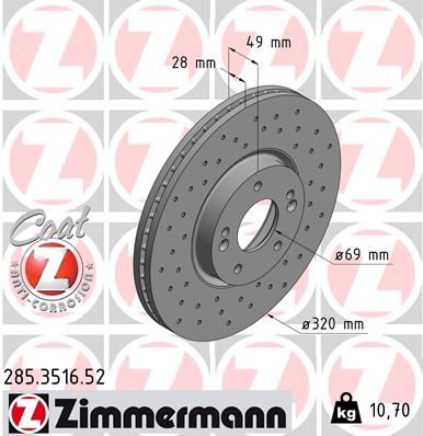 ZIMMERMANN Тормозной диск 285.3516.52