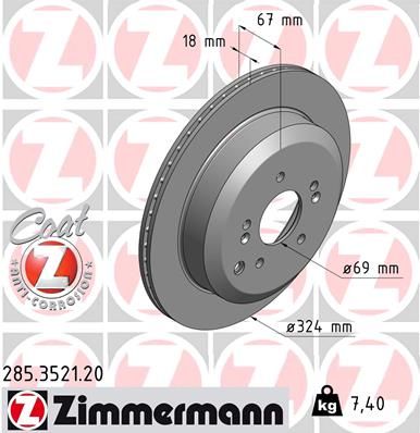 ZIMMERMANN Bremžu diski 285.3521.20