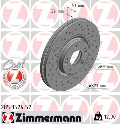 ZIMMERMANN Тормозной диск 285.3524.52