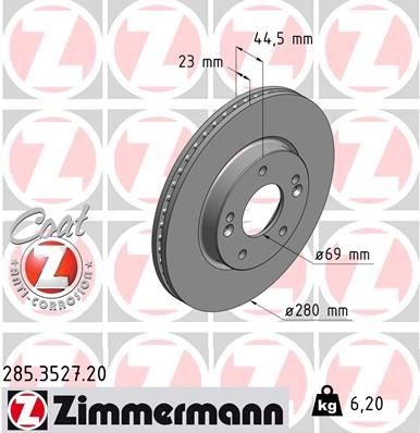 ZIMMERMANN Тормозной диск 285.3527.20