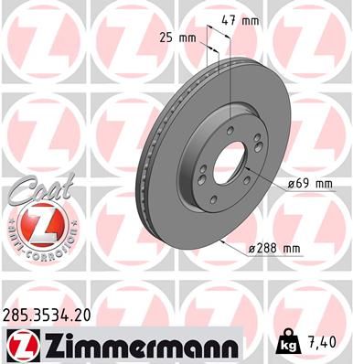 ZIMMERMANN Тормозной диск 285.3534.20