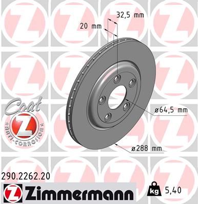ZIMMERMANN Тормозной диск 290.2262.20