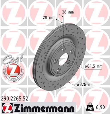 ZIMMERMANN Тормозной диск 290.2265.52