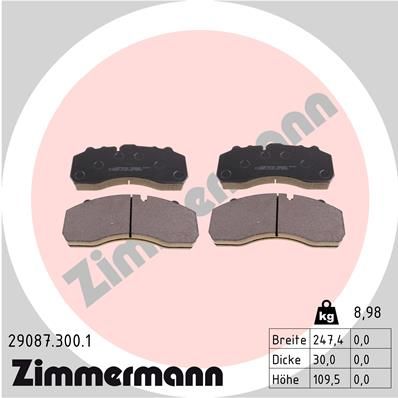 ZIMMERMANN Комплект тормозных колодок, дисковый тормоз 29087.300.1