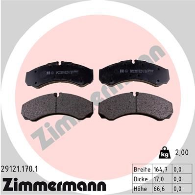 ZIMMERMANN Комплект тормозных колодок, дисковый тормоз 29121.170.1