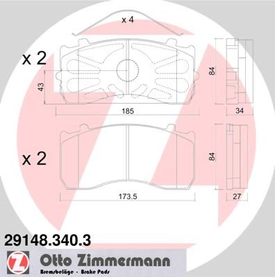 ZIMMERMANN Bremžu uzliku kompl., Disku bremzes 29148.340.3