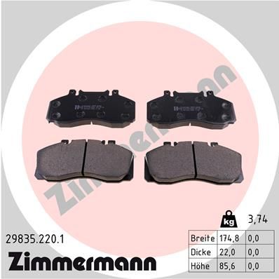 ZIMMERMANN Комплект тормозных колодок, дисковый тормоз 29835.220.1