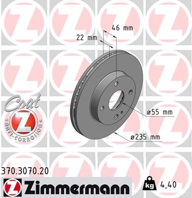 ZIMMERMANN Тормозной диск 370.3070.20