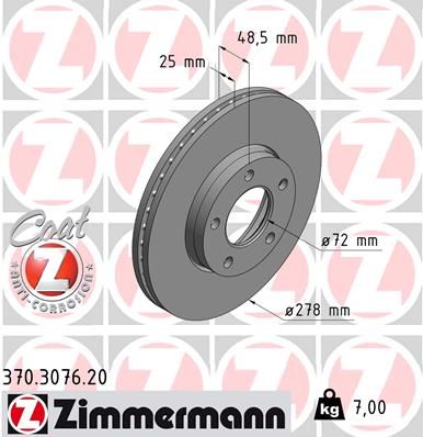 ZIMMERMANN Тормозной диск 370.3076.20