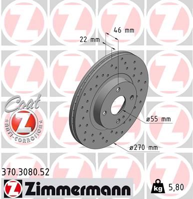 ZIMMERMANN Тормозной диск 370.3080.52