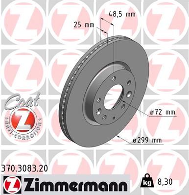 ZIMMERMANN Тормозной диск 370.3083.20