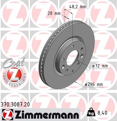 ZIMMERMANN Тормозной диск 370.3087.20
