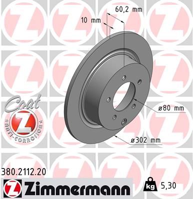 ZIMMERMANN Bremžu diski 380.2112.20