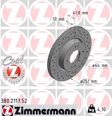 ZIMMERMANN Bremžu diski 380.2117.52