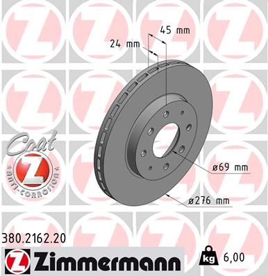 ZIMMERMANN Тормозной диск 380.2162.20