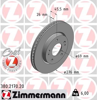 ZIMMERMANN Тормозной диск 380.2170.20