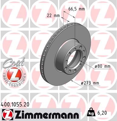 ZIMMERMANN Bremžu diski 400.1055.20