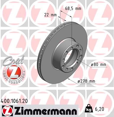 ZIMMERMANN Тормозной диск 400.1061.20