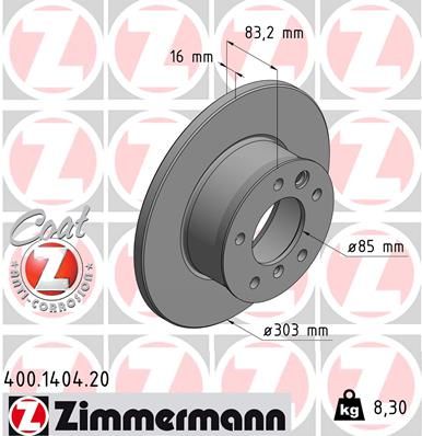 ZIMMERMANN Тормозной диск 400.1404.20