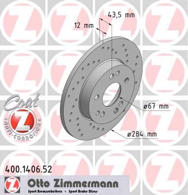 ZIMMERMANN Тормозной диск 400.1406.52
