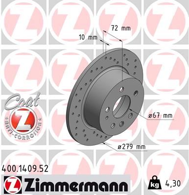 ZIMMERMANN Тормозной диск 400.1409.52