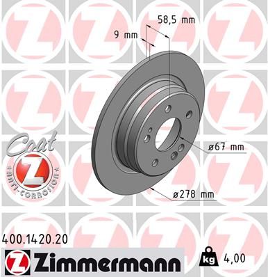 ZIMMERMANN Тормозной диск 400.1420.20