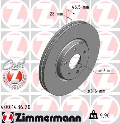 ZIMMERMANN Тормозной диск 400.1436.20