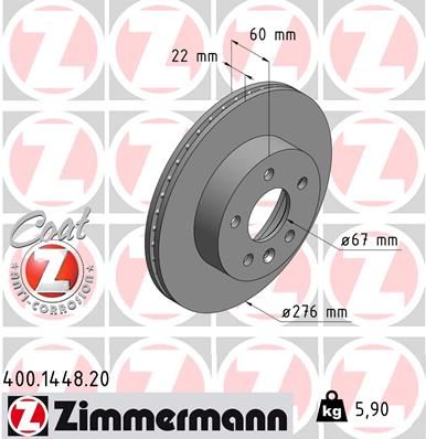 ZIMMERMANN Тормозной диск 400.1448.20