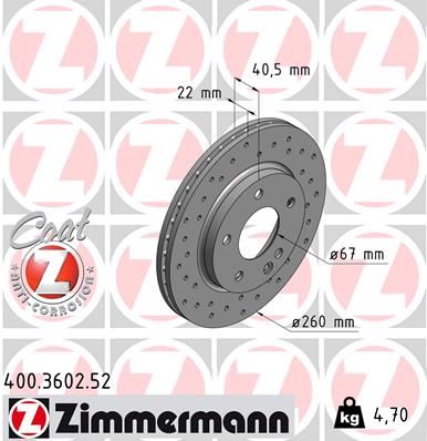 ZIMMERMANN Тормозной диск 400.3602.52