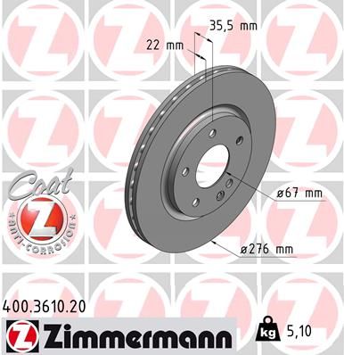 ZIMMERMANN Тормозной диск 400.3610.20
