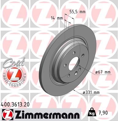 ZIMMERMANN Тормозной диск 400.3613.20