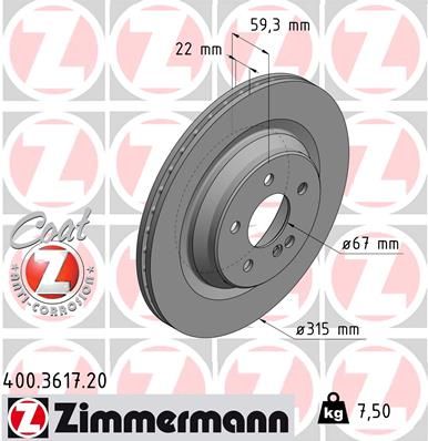 ZIMMERMANN Тормозной диск 400.3617.20