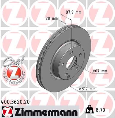 ZIMMERMANN Тормозной диск 400.3620.20