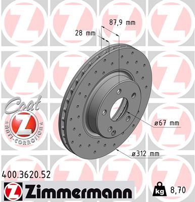 ZIMMERMANN Тормозной диск 400.3620.52