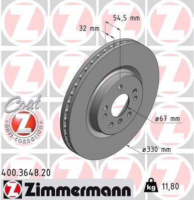 ZIMMERMANN Тормозной диск 400.3648.20