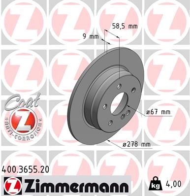 ZIMMERMANN Тормозной диск 400.3655.20