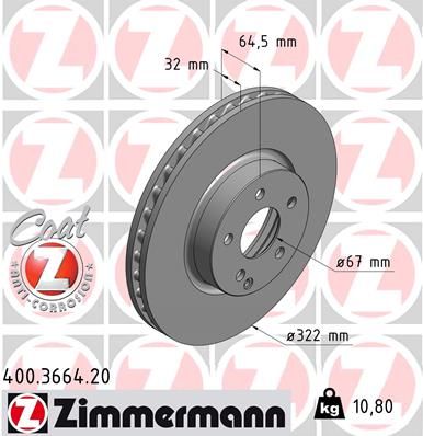 ZIMMERMANN Тормозной диск 400.3664.20