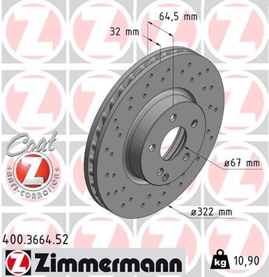 ZIMMERMANN Тормозной диск 400.3664.52