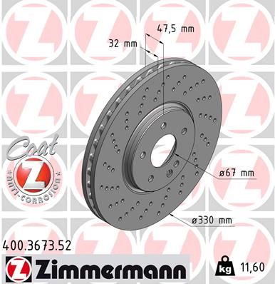 ZIMMERMANN Bremžu diski 400.3673.52