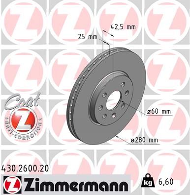 ZIMMERMANN Тормозной диск 430.2600.20