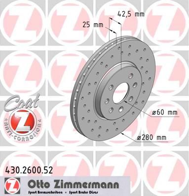 ZIMMERMANN Bremžu diski 430.2600.52