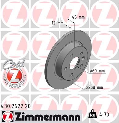 ZIMMERMANN Bremžu diski 430.2622.20