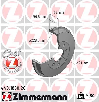 ZIMMERMANN Тормозной барабан 440.1830.20