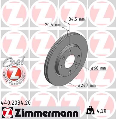 ZIMMERMANN Bremžu diski 440.2034.20