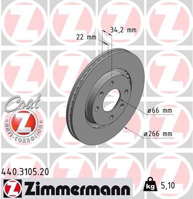 ZIMMERMANN Тормозной диск 440.3105.20