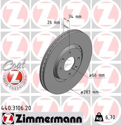 ZIMMERMANN Bremžu diski 440.3106.20