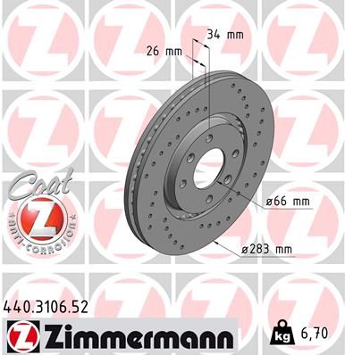 ZIMMERMANN Тормозной диск 440.3106.52