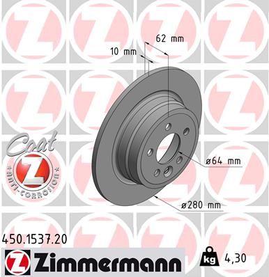 ZIMMERMANN Тормозной диск 450.1537.20
