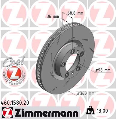 ZIMMERMANN Bremžu diski 460.1580.20